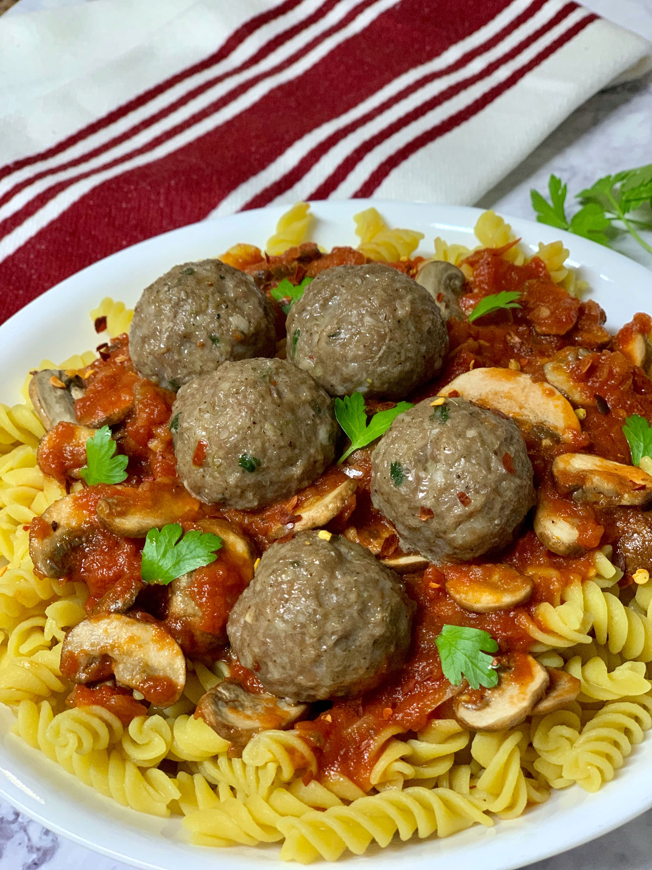 meatball pasta, tolerant, gluten free