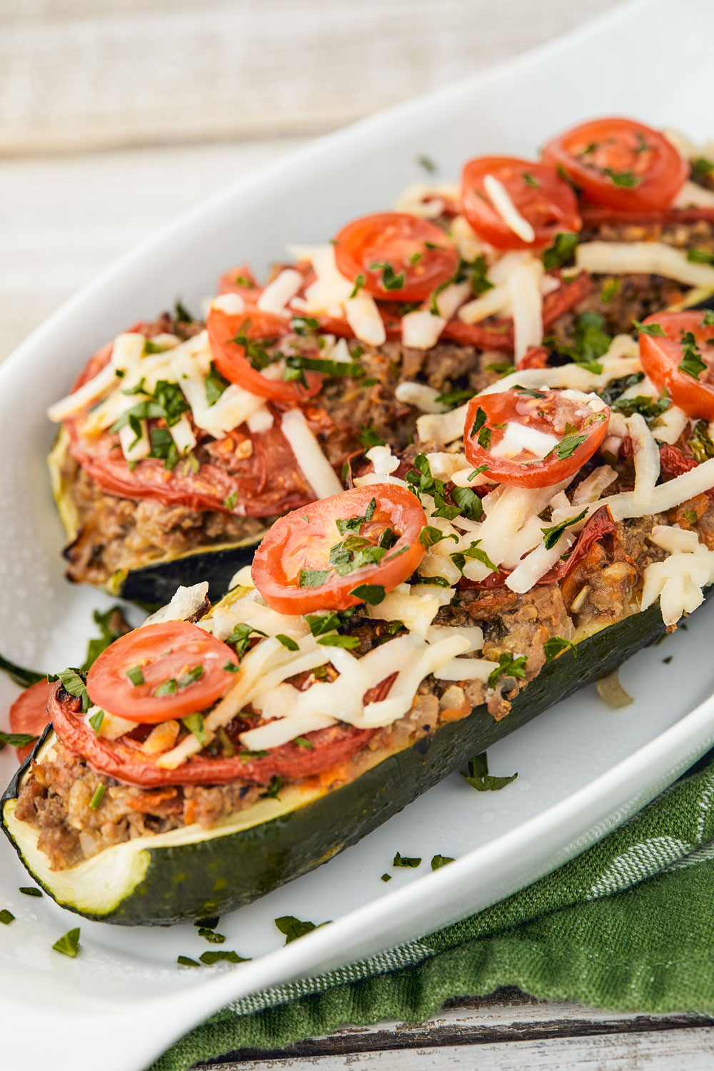 zucchini boats, beef, gluten free, low carb